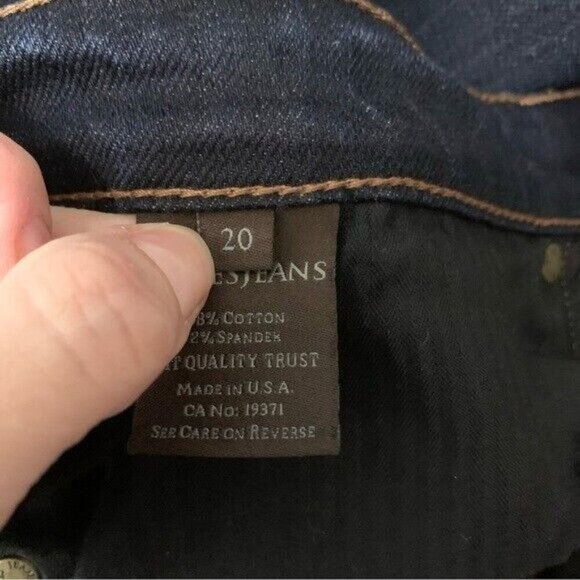 James Jeans Dark Wash Distressed Denim Cropped Jeans Plus Size 20 Made In USA - Picture 6 of 7
